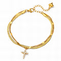 Crosse Bracelet, Silver Tone Brass