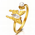 Butterflie Ring, 18K Gold Plated Steel