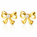 Bows Earrings, 18K Gold Plated Steel