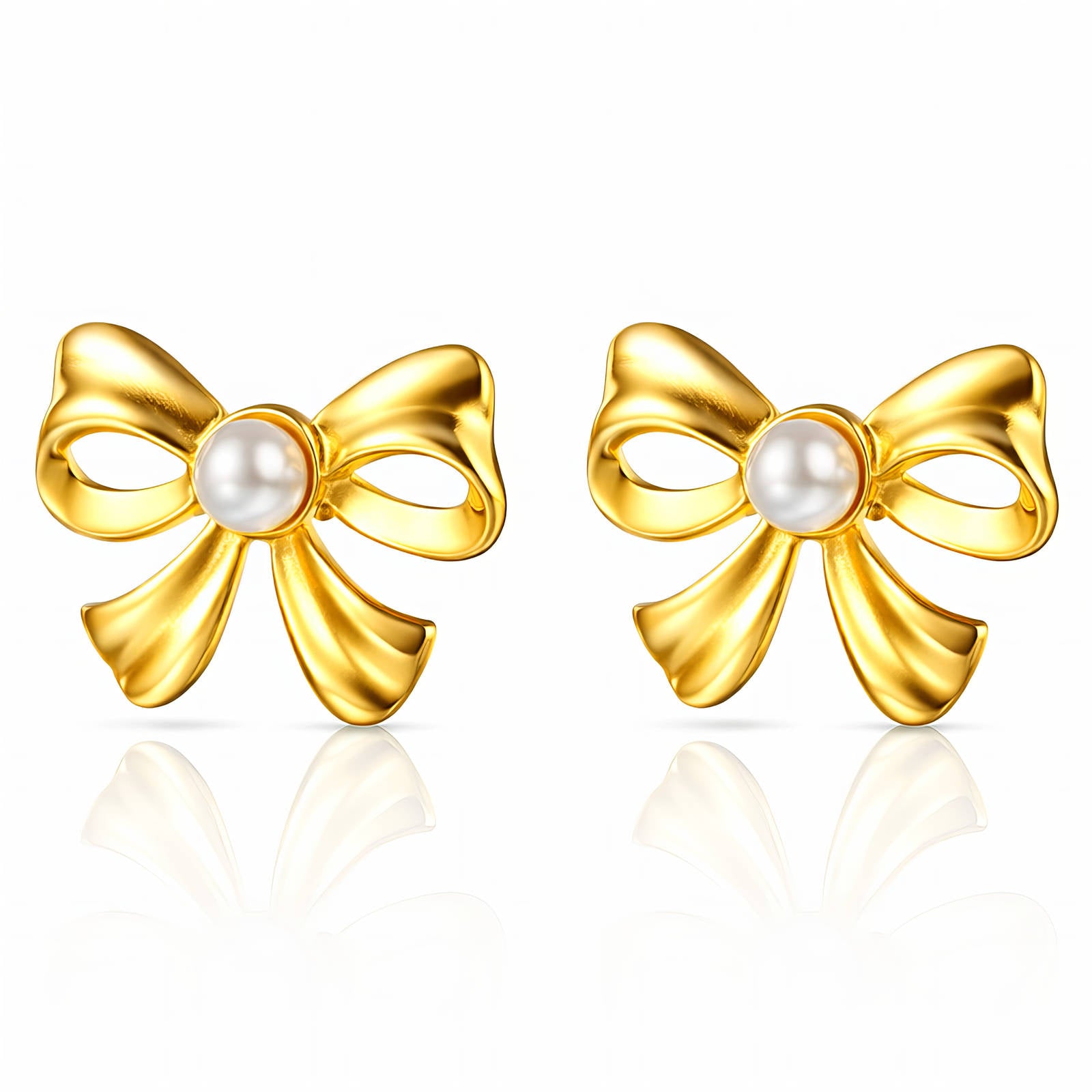 Bows Earrings, 18K Gold Plated Steel