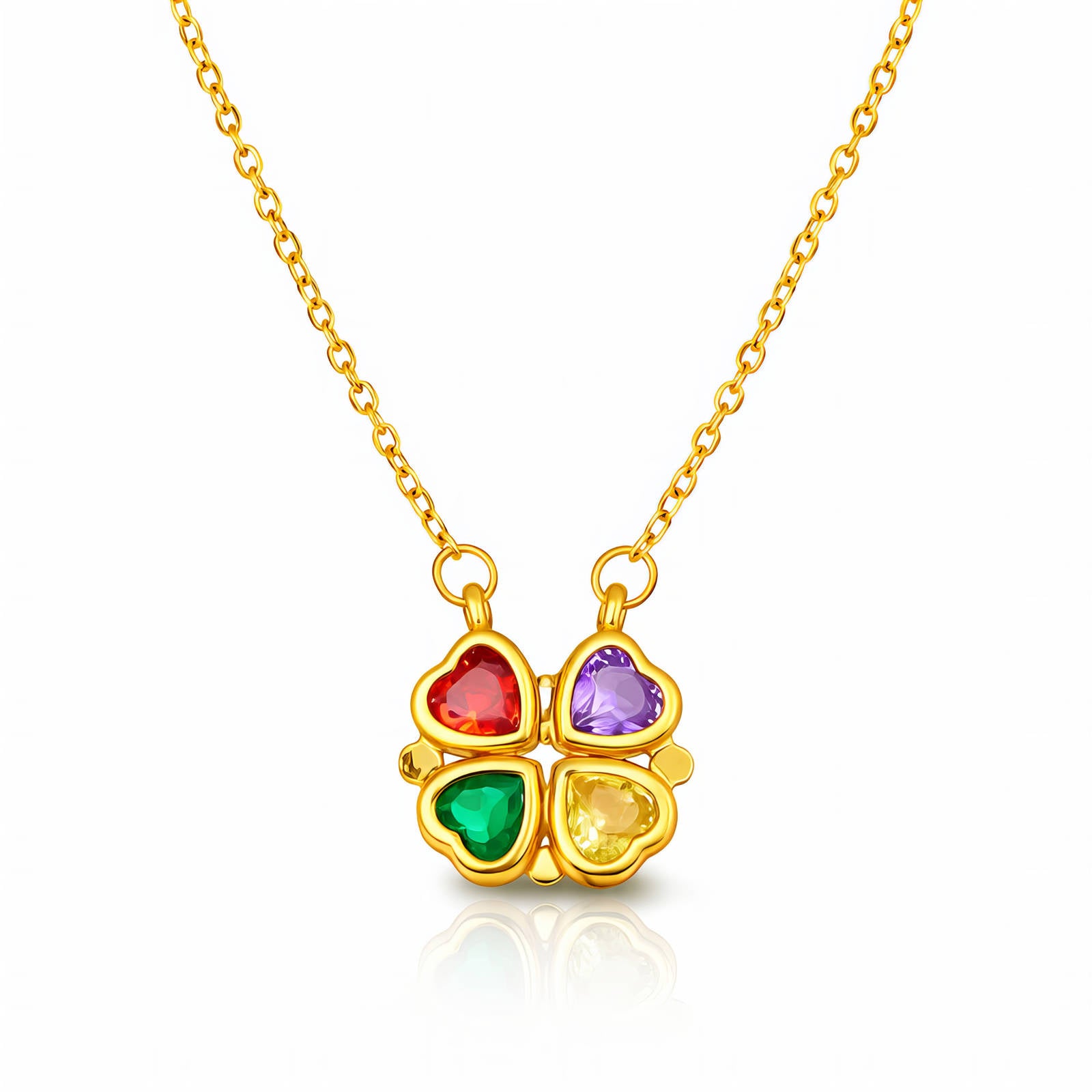 Flower Necklace, 18K Gold Plated Steel