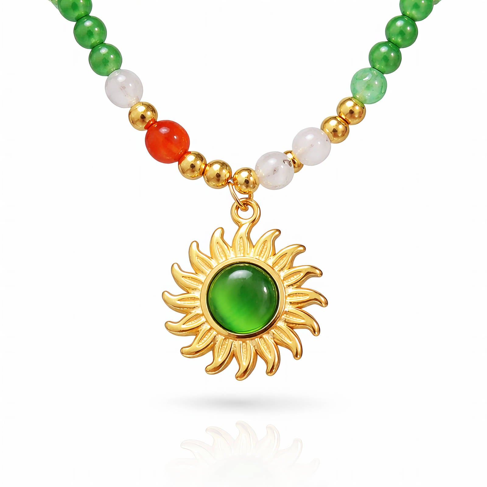 Sun Necklace, 18K Gold Plated Steel