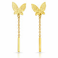 Butterflies Earrings, 18K Gold Plated Steel
