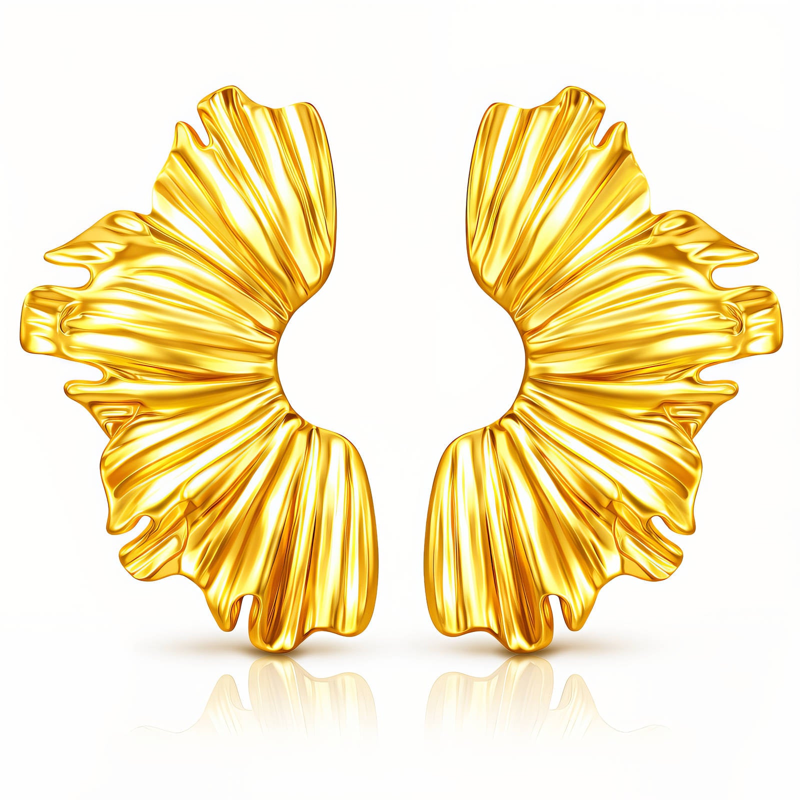 Earrings, 18K Gold Plated Steel