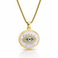 Evil Eye Necklace, 18K Gold Plated Steel
