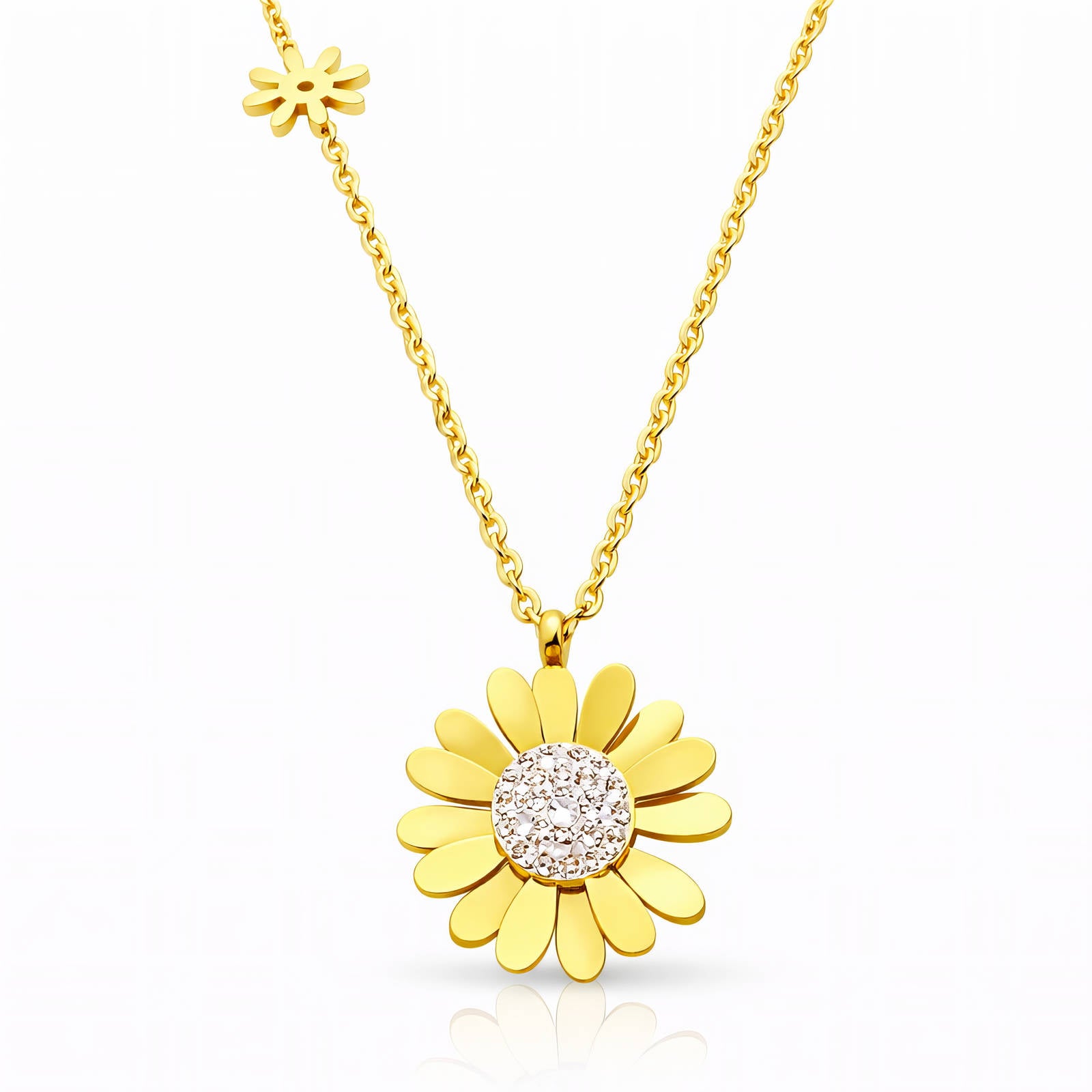 Flowers Necklace, 18K Gold Plated Steel