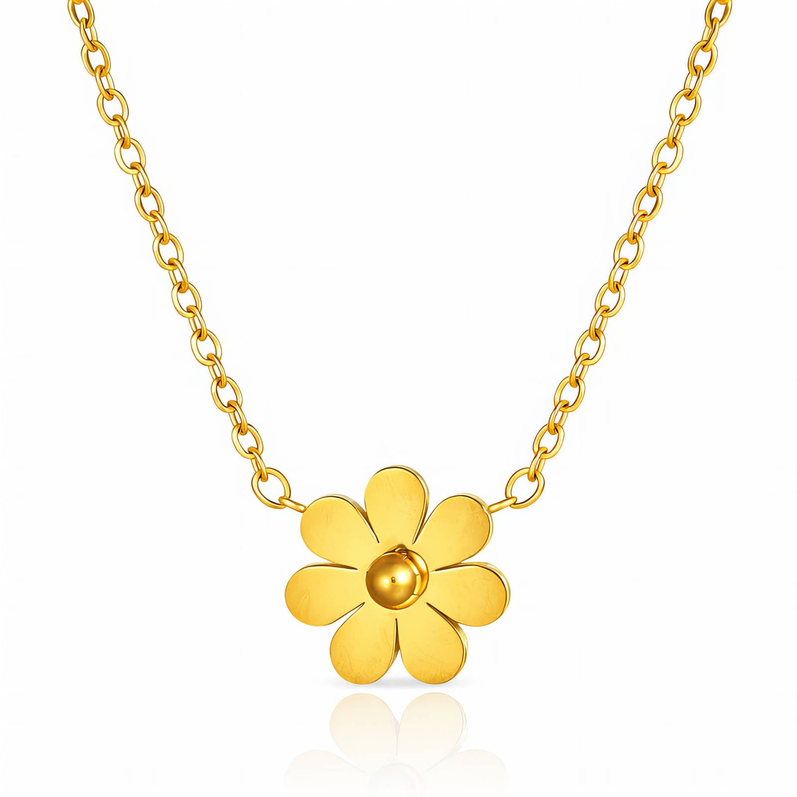 Flower Necklace, 18K Gold Plated Steel