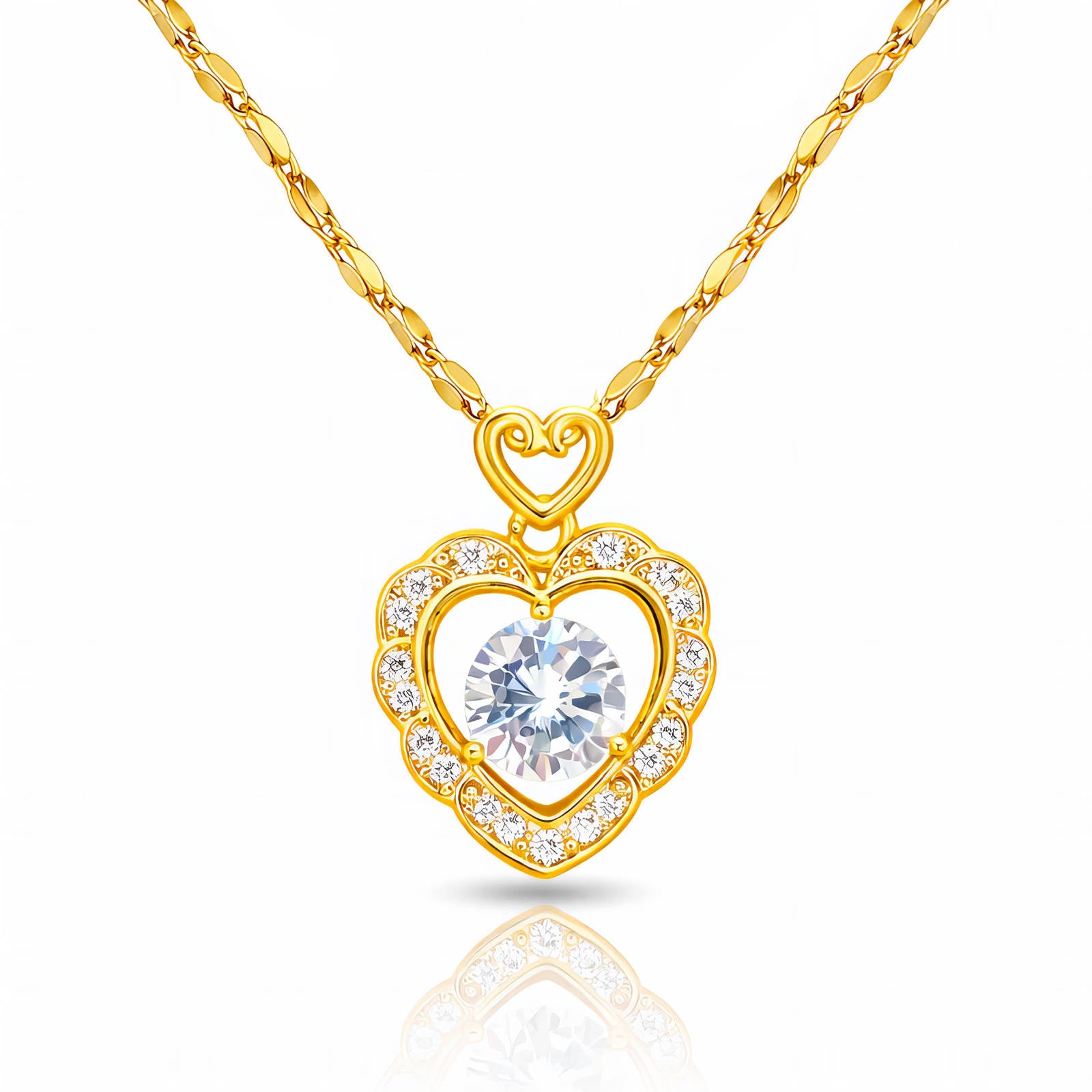 Heart Necklace, 18K Gold Plated Steel