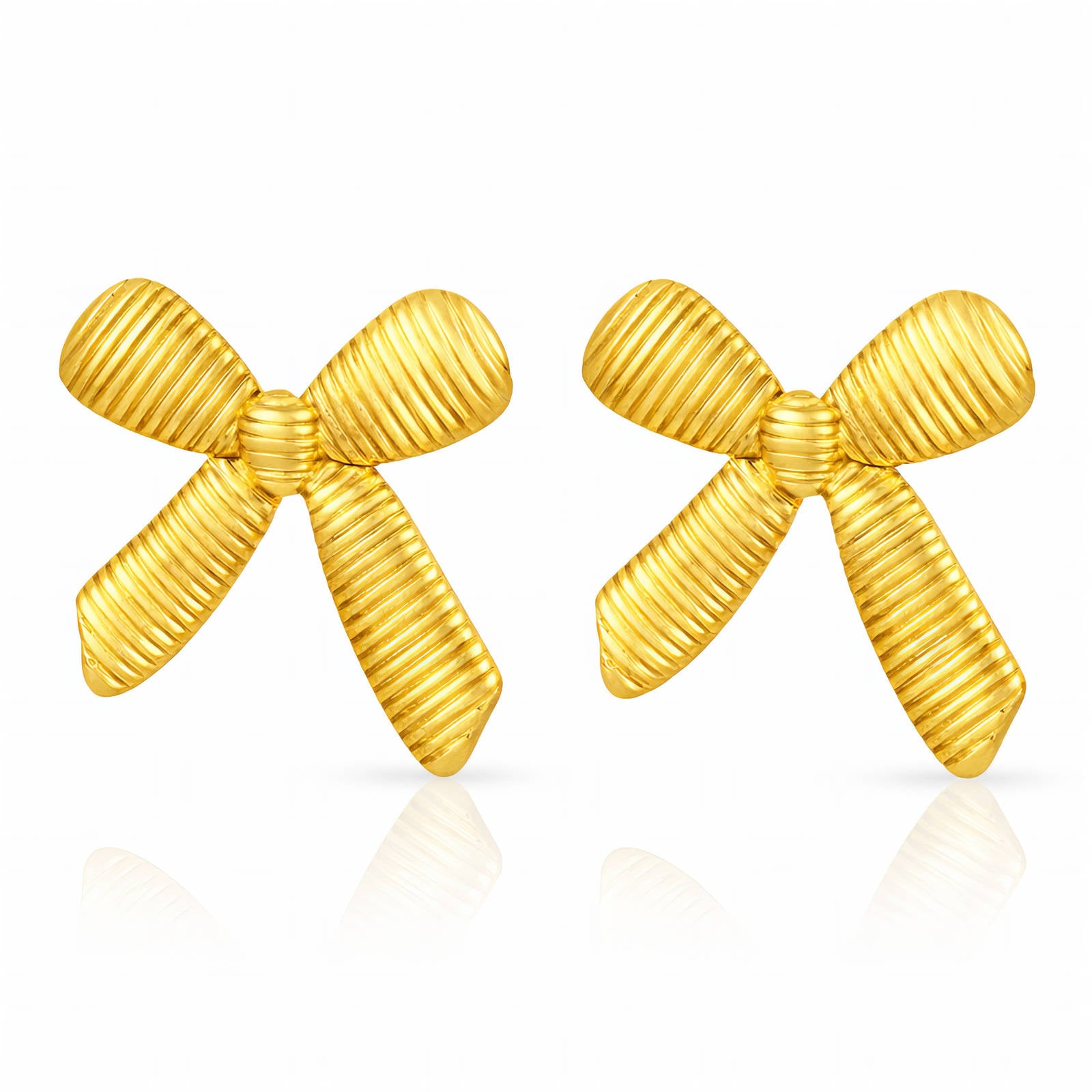 Bows Earrings, 18K Gold Plated Steel