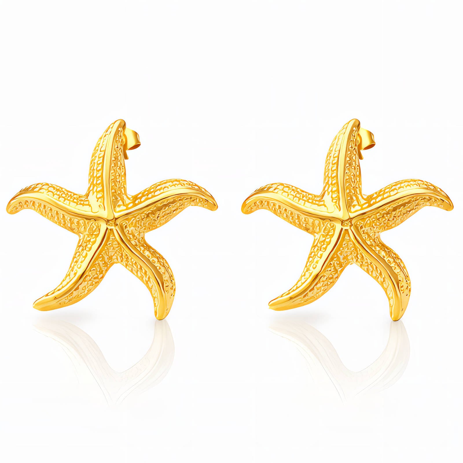 Starfishs Earrings, 18K Gold Plated Steel