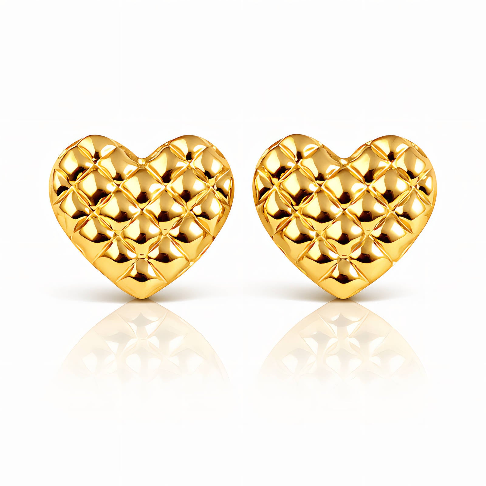 Hearts Earrings, 18K Gold Plated Steel