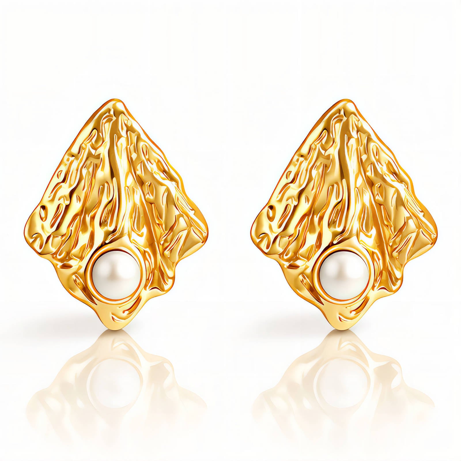 Leafs Earrings, 18K Gold Plated Steel