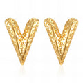 Hearts Earrings, 18K Gold Plated Steel