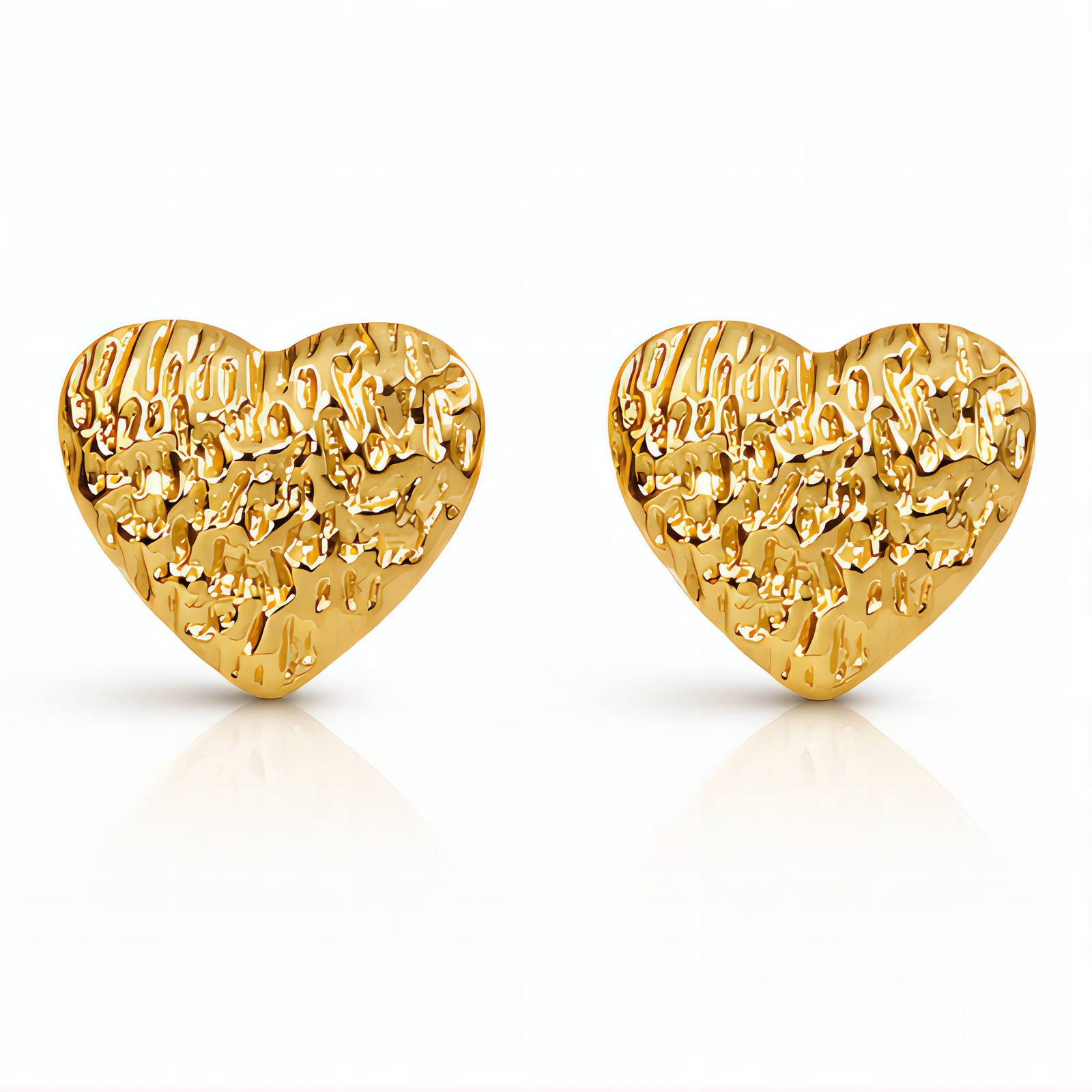 Hearts Earrings, 18K Gold Plated Steel