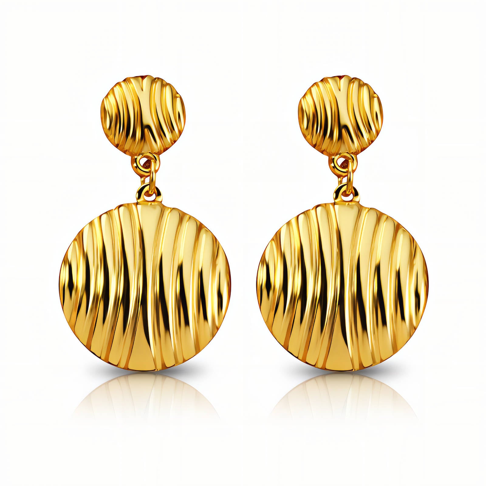 Earrings, 18K Gold Plated Steel