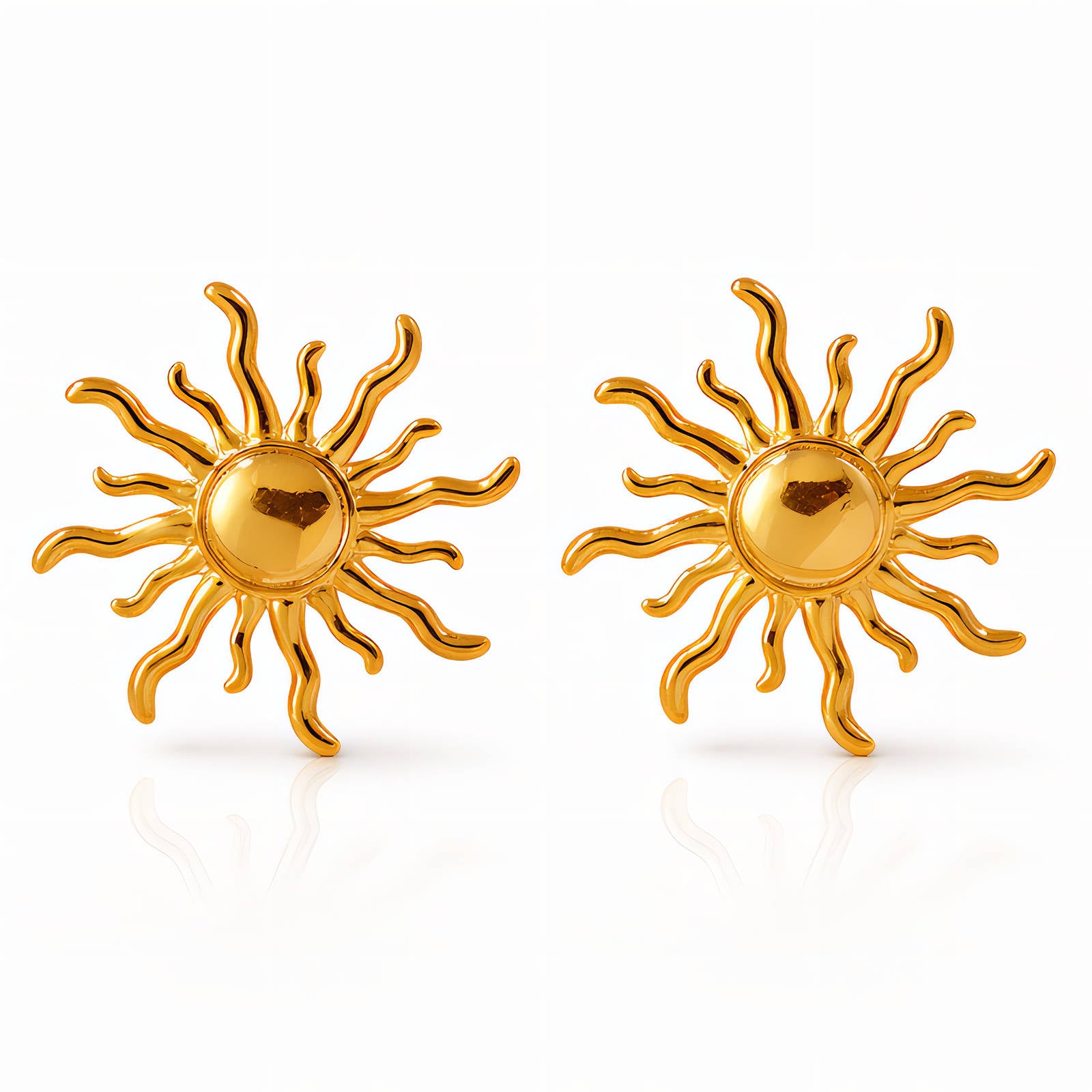 Suns Earrings, 18K Gold Plated Steel