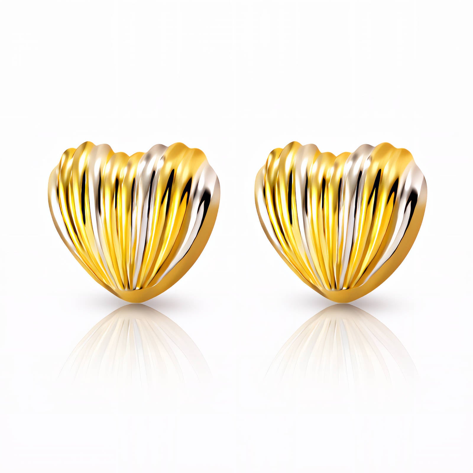Hearts Earrings, 18K Gold Plated Steel