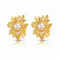 Flowers Earrings, 18K Gold Plated Steel