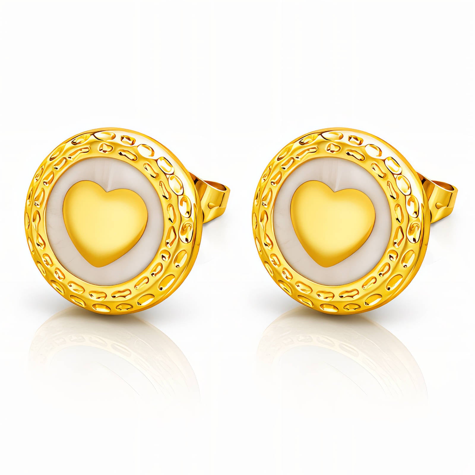 Hearts Earrings, 18K Gold Plated Steel