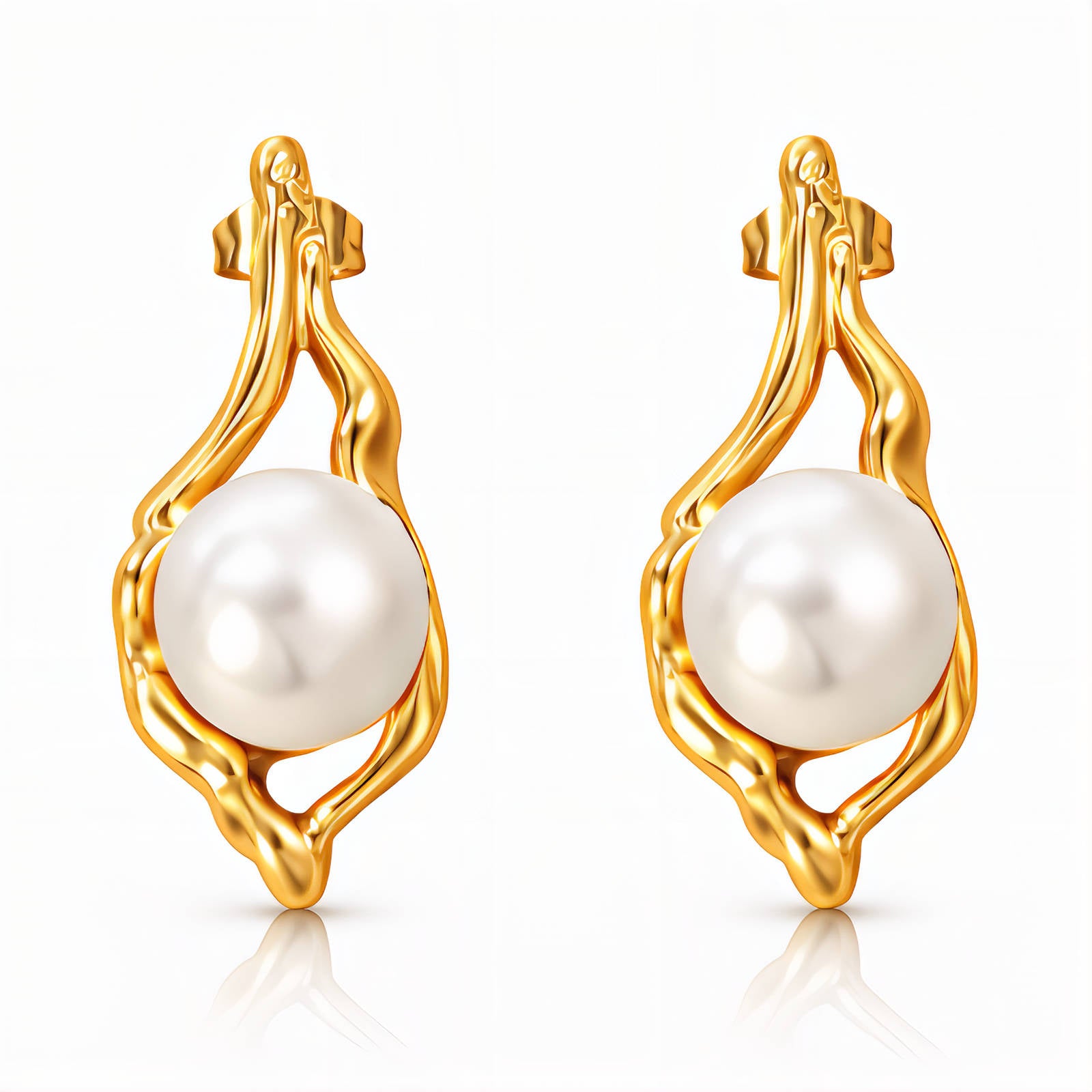 Earrings, 18K Gold Plated Steel