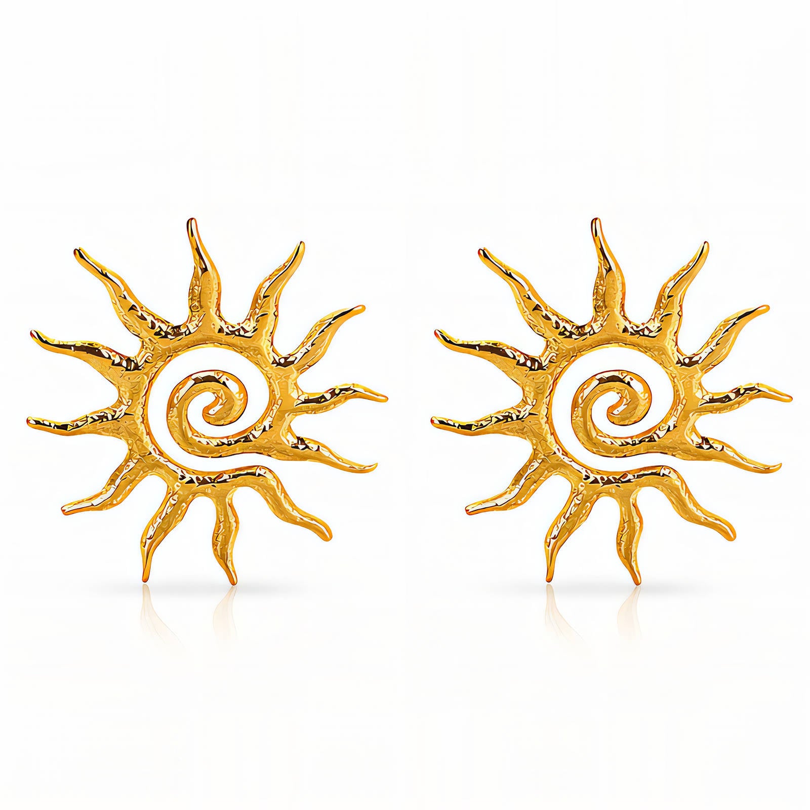Suns Earrings, 18K Gold Plated Steel