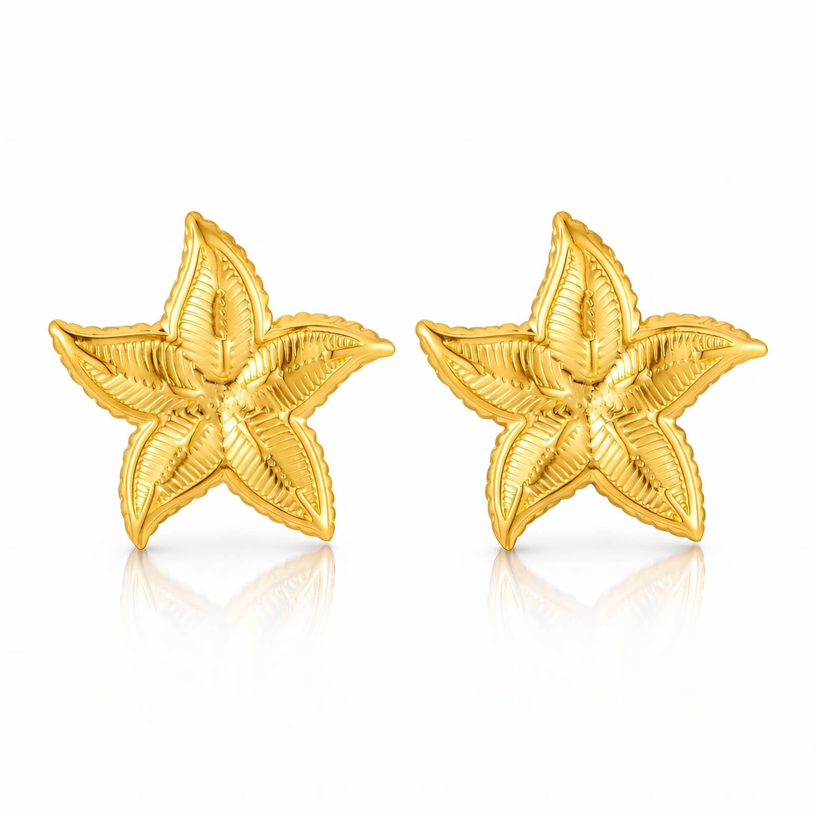 Flowers Earrings, 18K Gold Plated Steel
