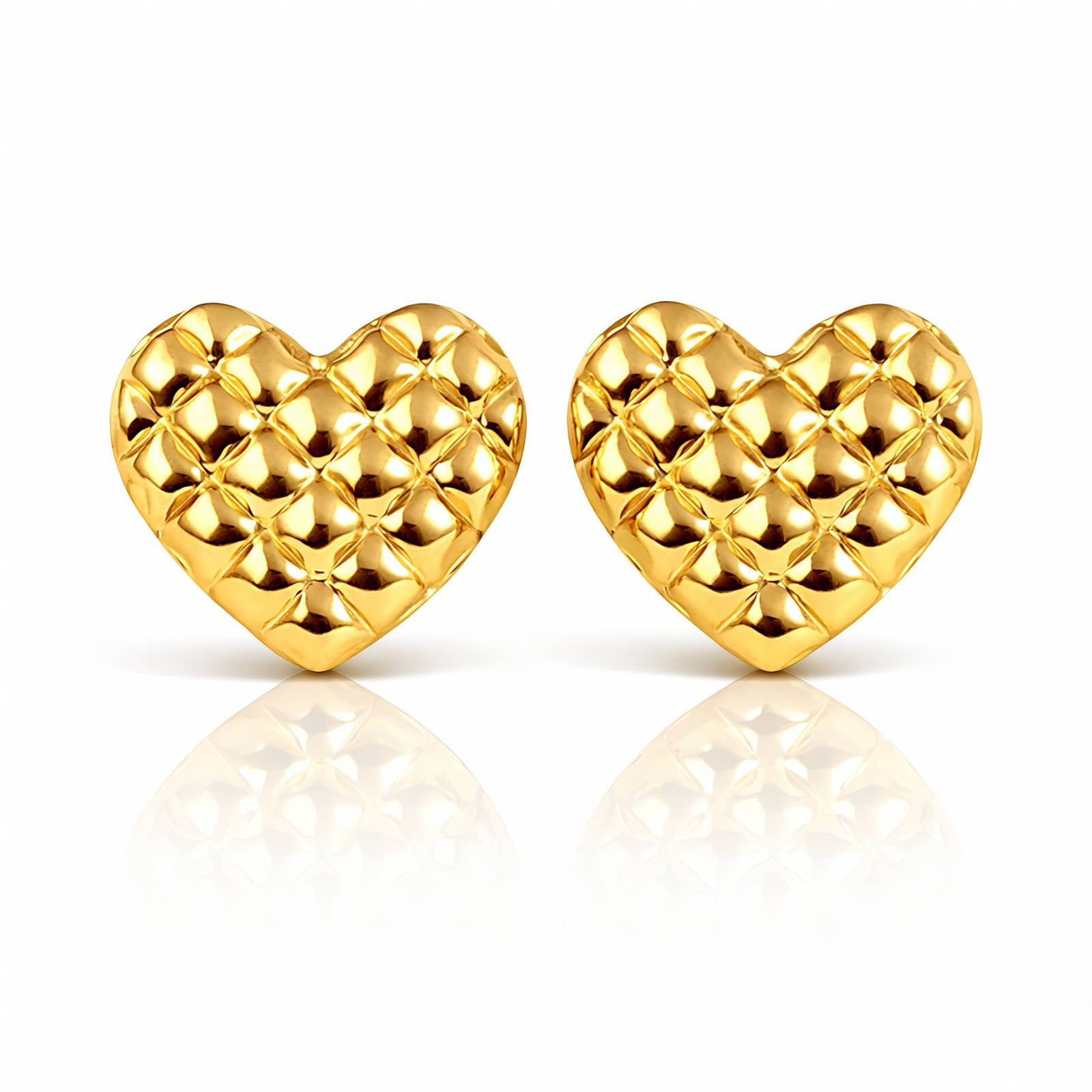 Hearts Earrings, 18K Gold Plated Steel