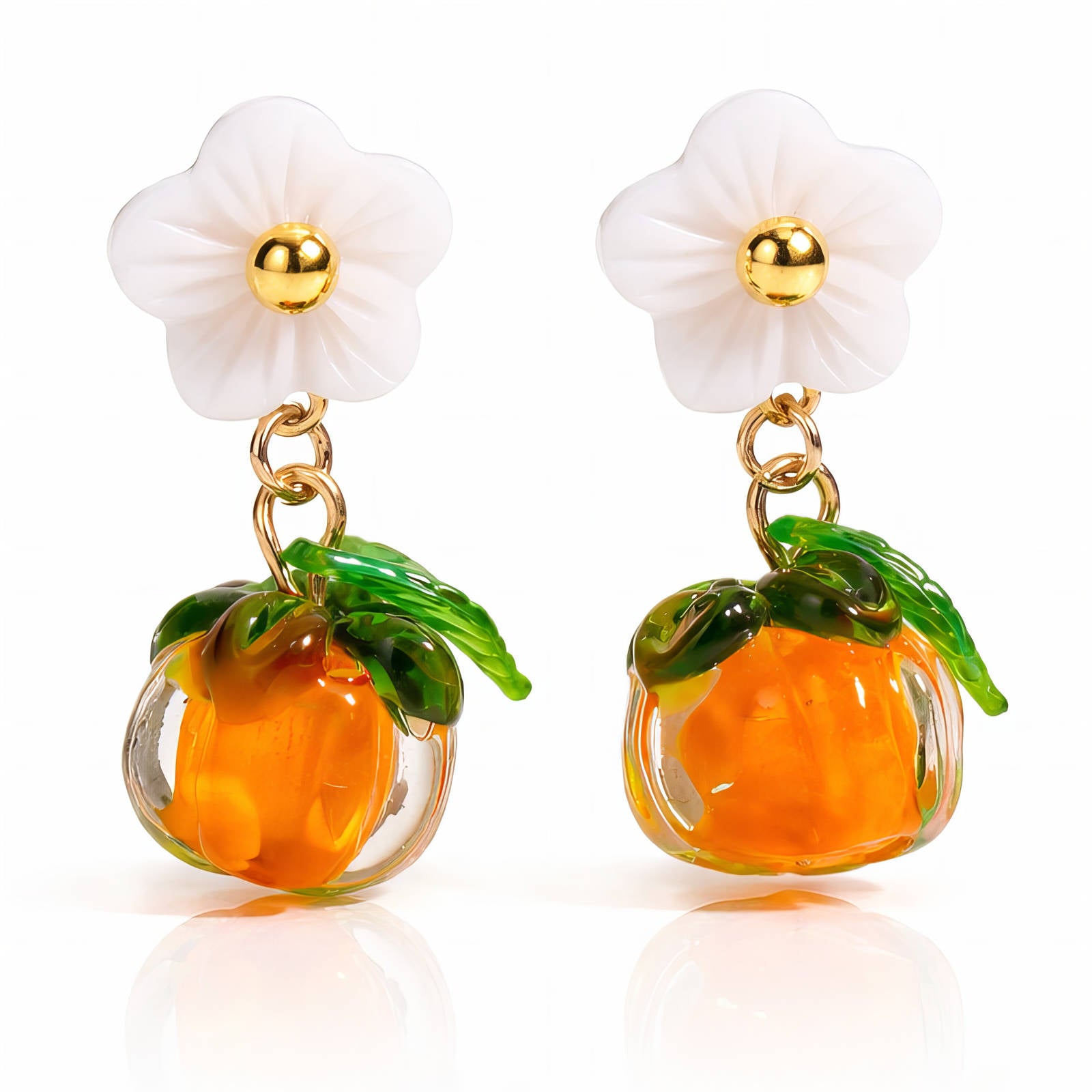 Flowers Earrings, 18K Gold Plated Steel