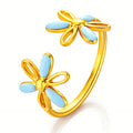 Flowers Ring, 18K Gold Plated Steel