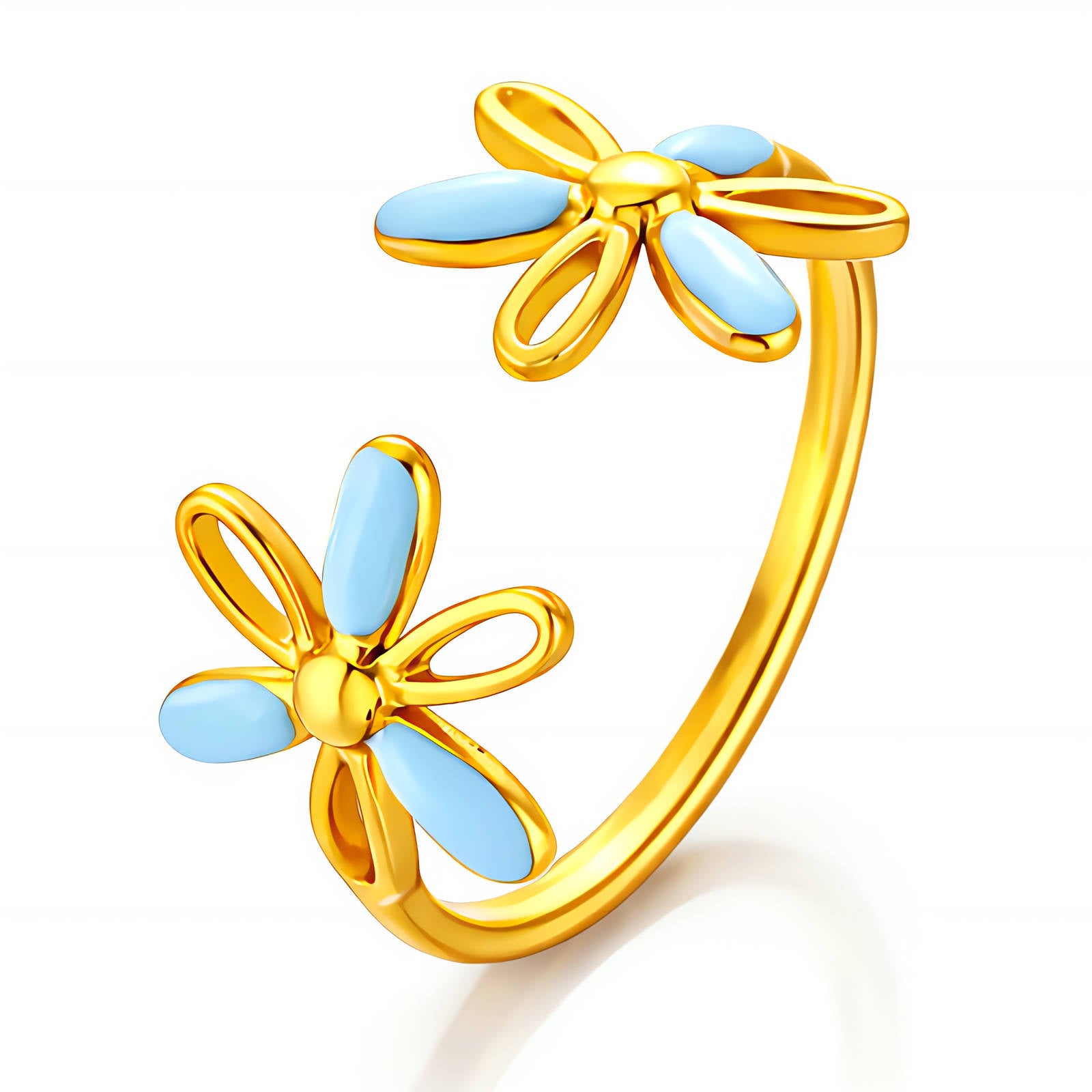 Flowers Ring, 18K Gold Plated Steel