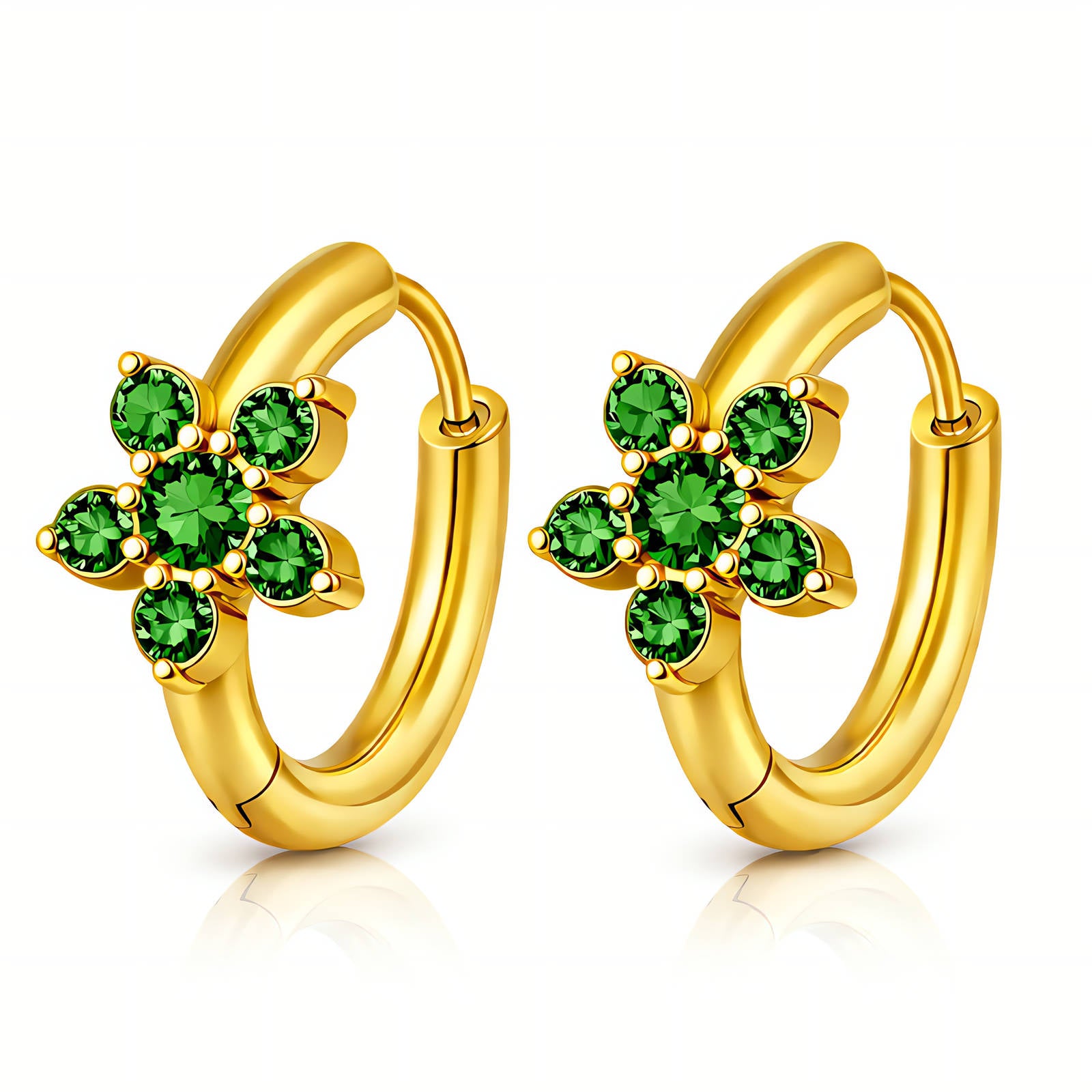 Flowers Earrings, 18K Gold Plated Steel