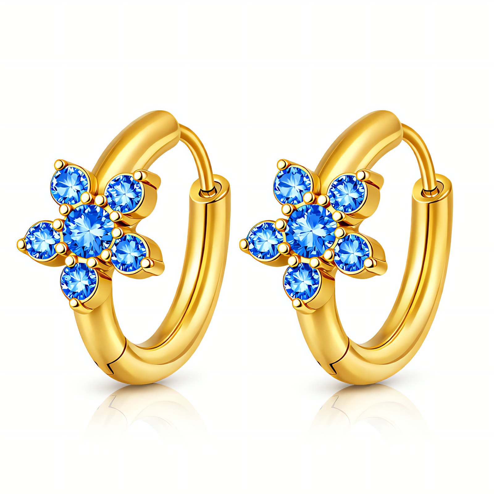 Flowers Earrings, 18K Gold Plated Steel