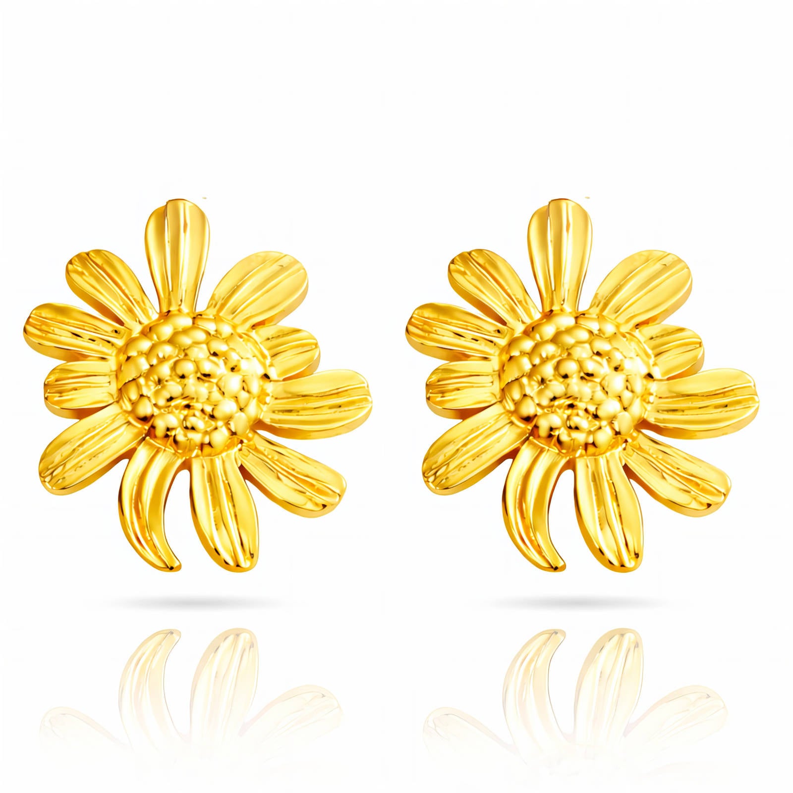 Flowers Earrings, 18K Gold Plated Steel