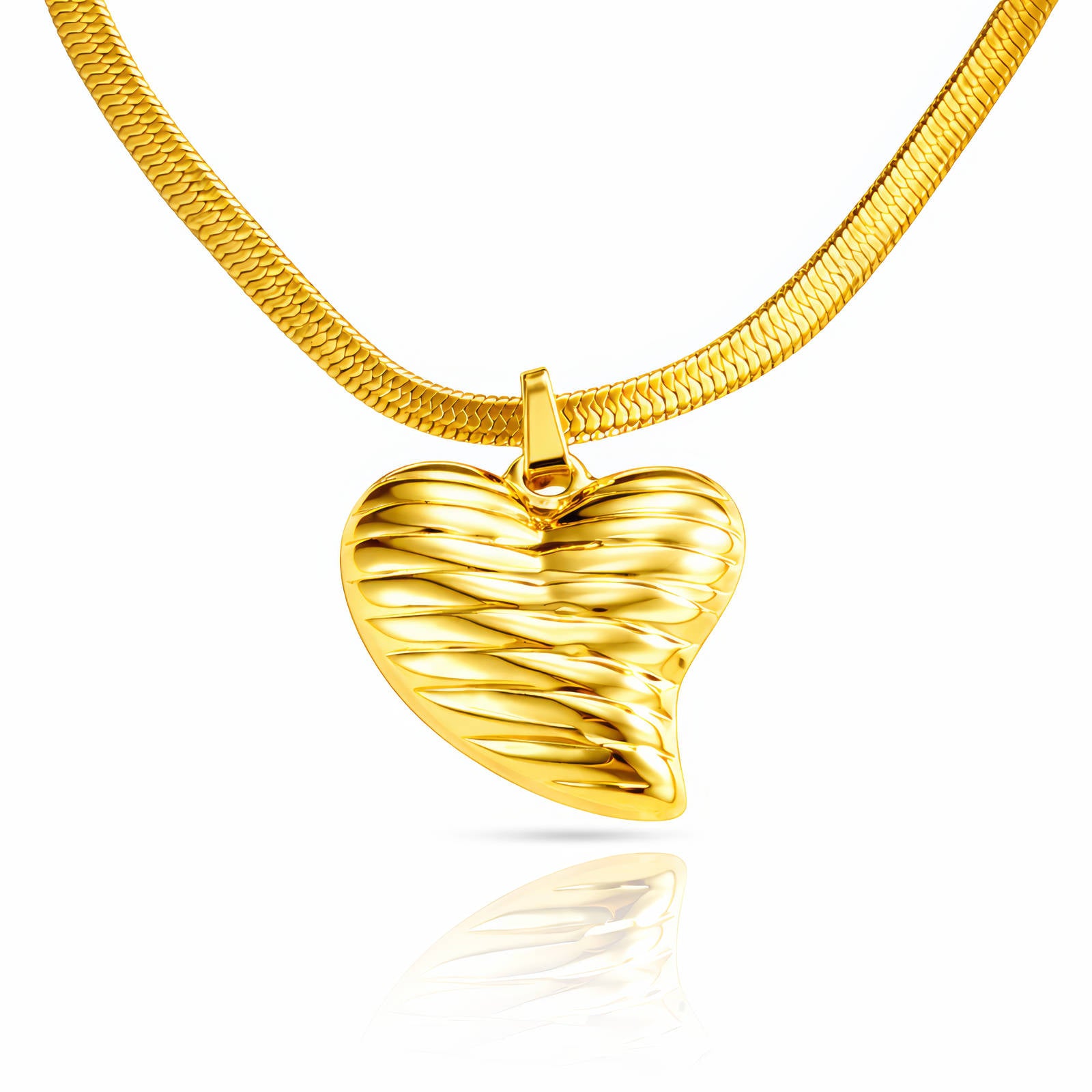 Heart Necklace, 18K Gold Plated Steel