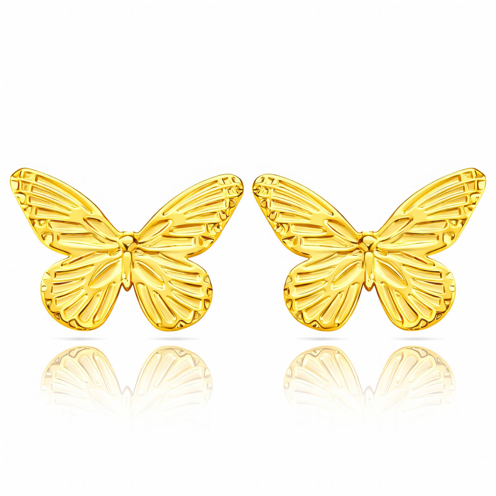 Butterflies Earrings, 18K Gold Plated Steel