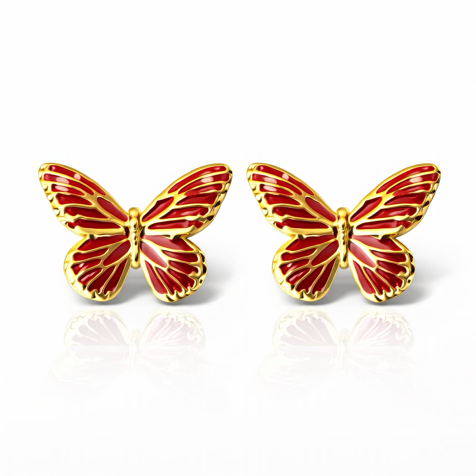 Butterflies Earrings, 18K Gold Plated Steel
