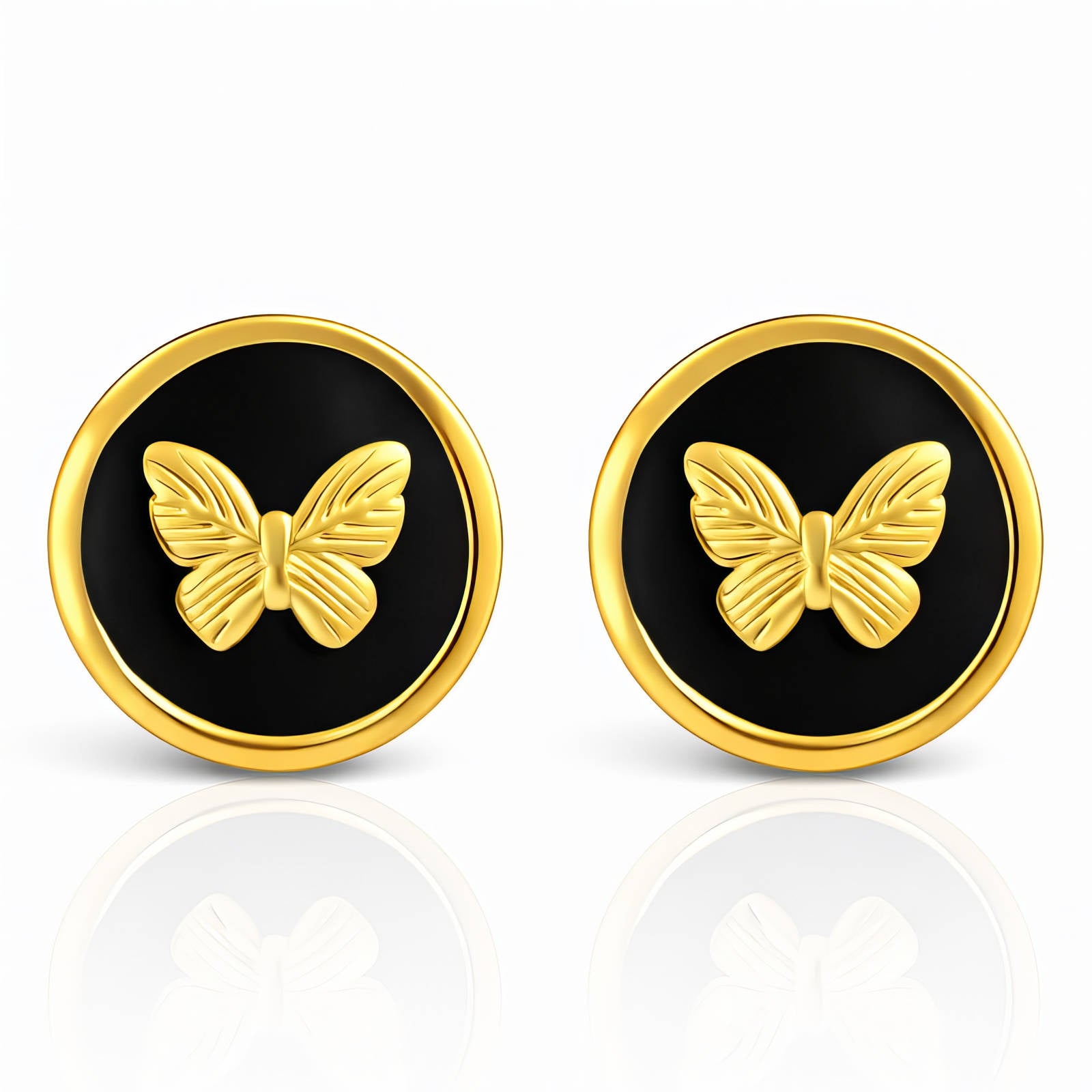 Butterflies Earrings, 18K Gold Plated Steel