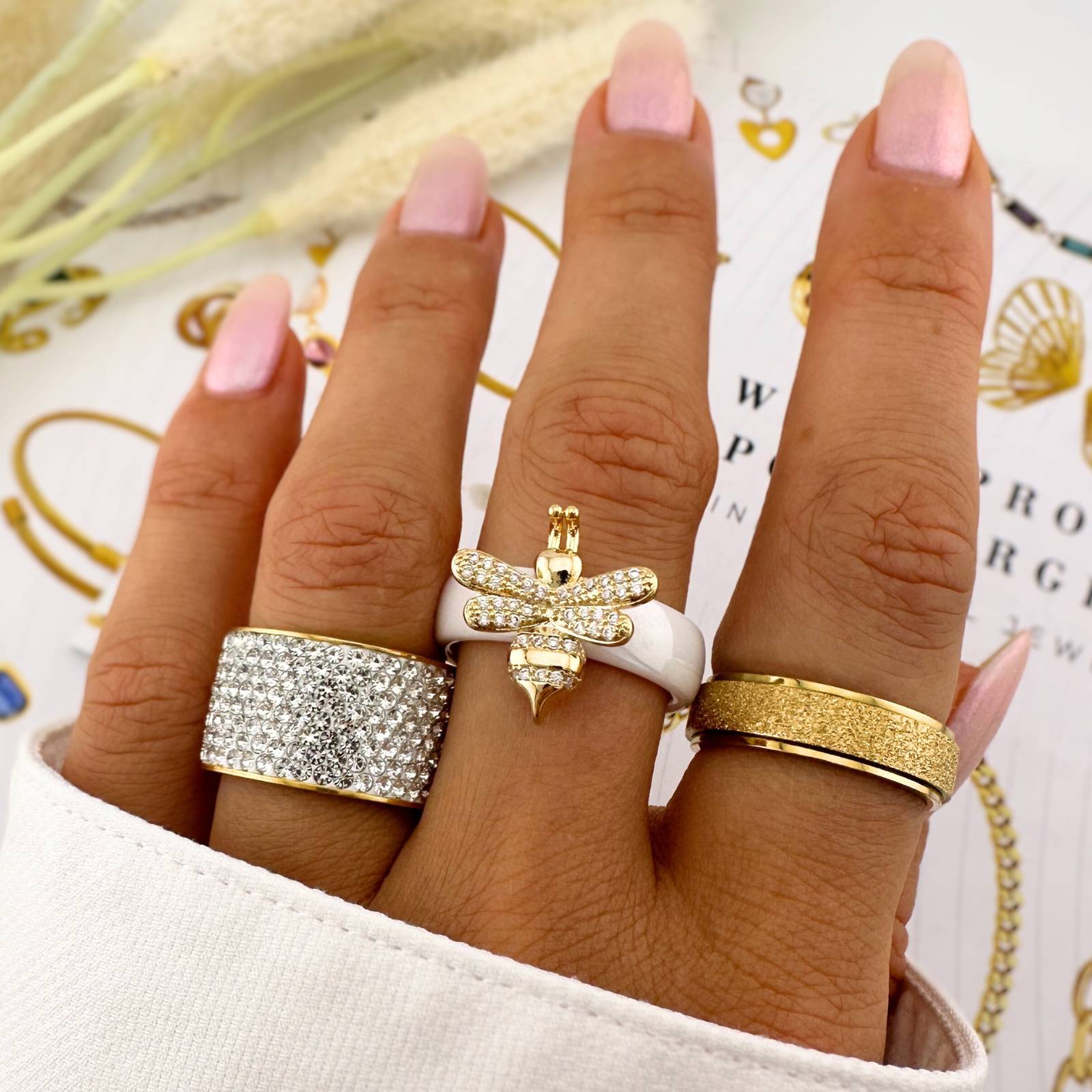Ring, 18K Gold Plated Steel