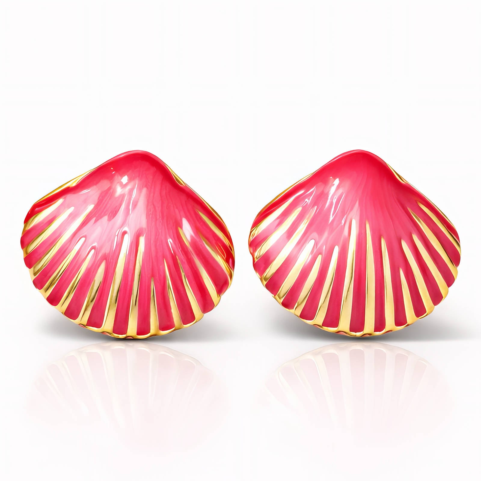 Seashells Earrings, 18K Gold Plated Steel