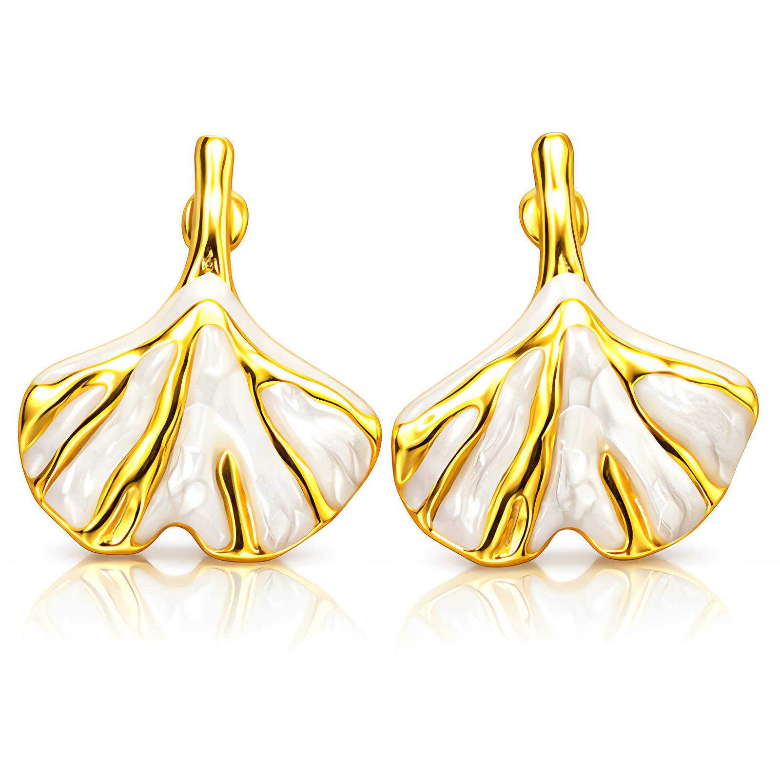 Leafs Earrings, 18K Gold Plated Steel