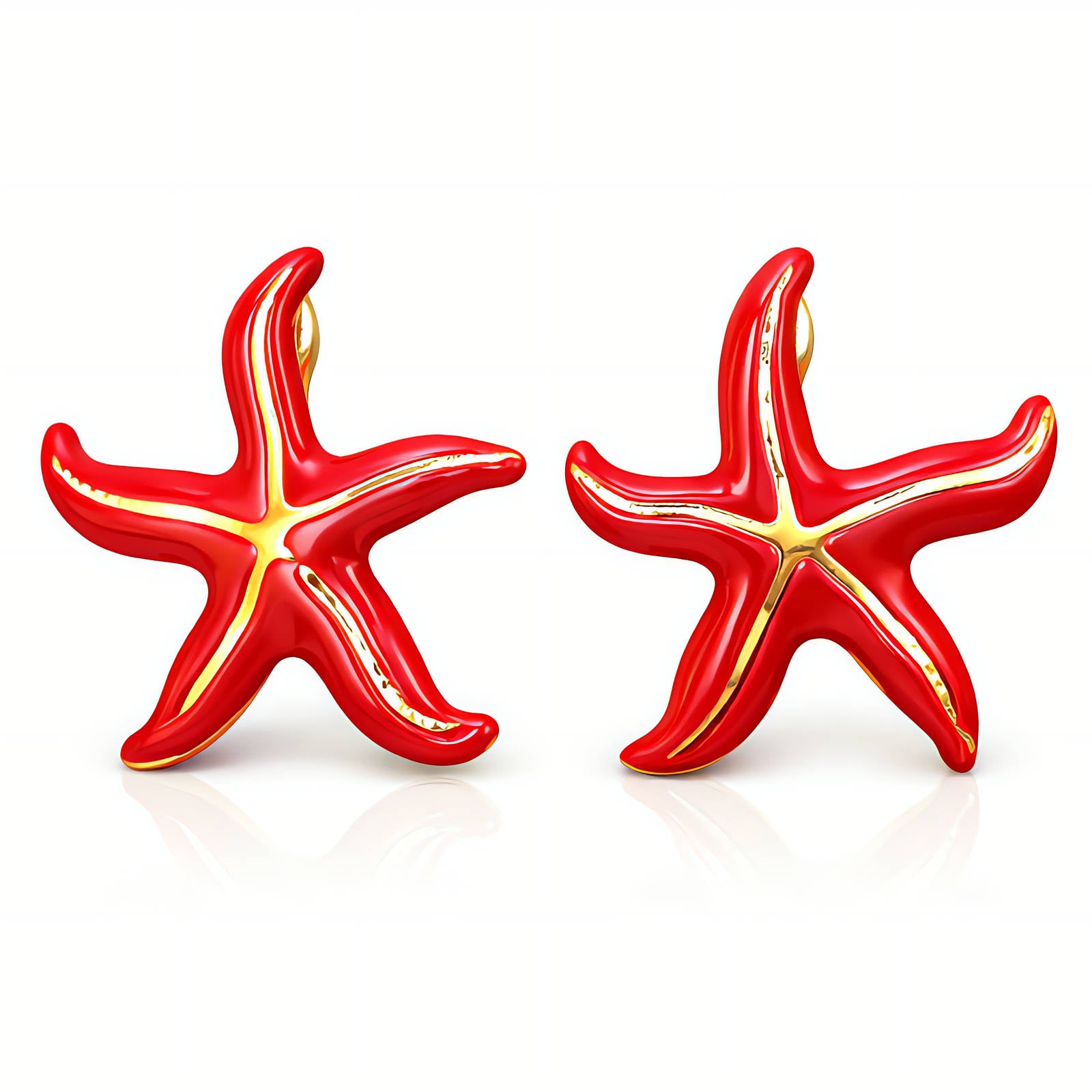 Starfishs Earrings, 18K Gold Plated Steel