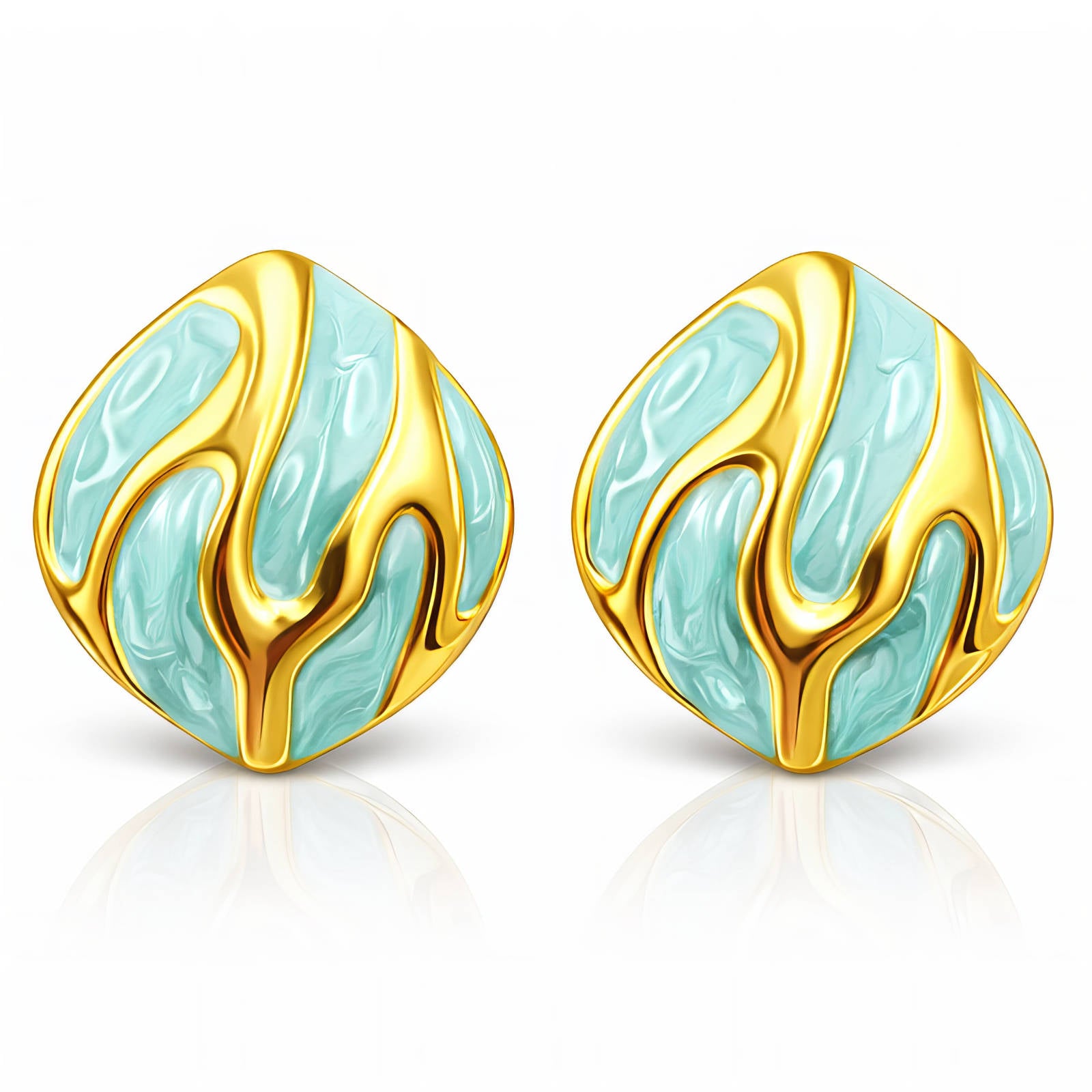 Leafs Earrings, 18K Gold Plated Steel