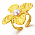 Flower Ring, 18K Gold Plated Steel