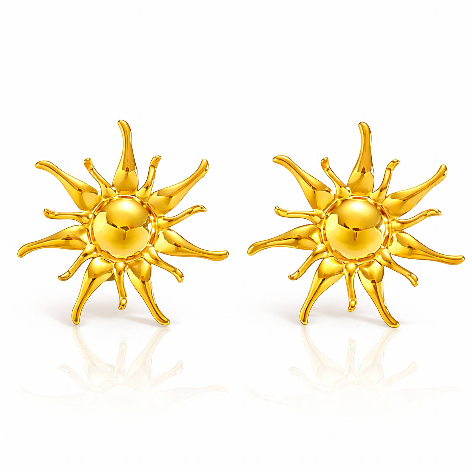 Suns Earrings, 18K Gold Plated Steel
