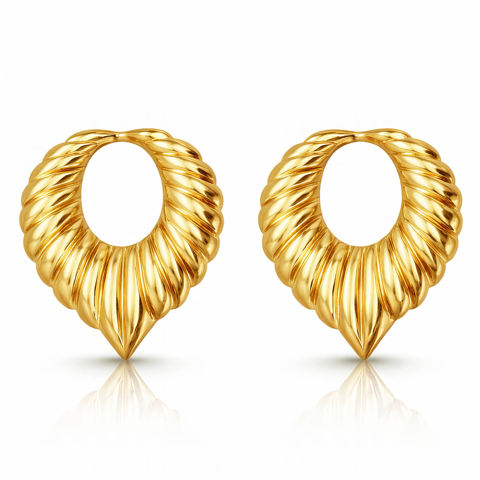Leafs Earrings, 18K Gold Plated Steel