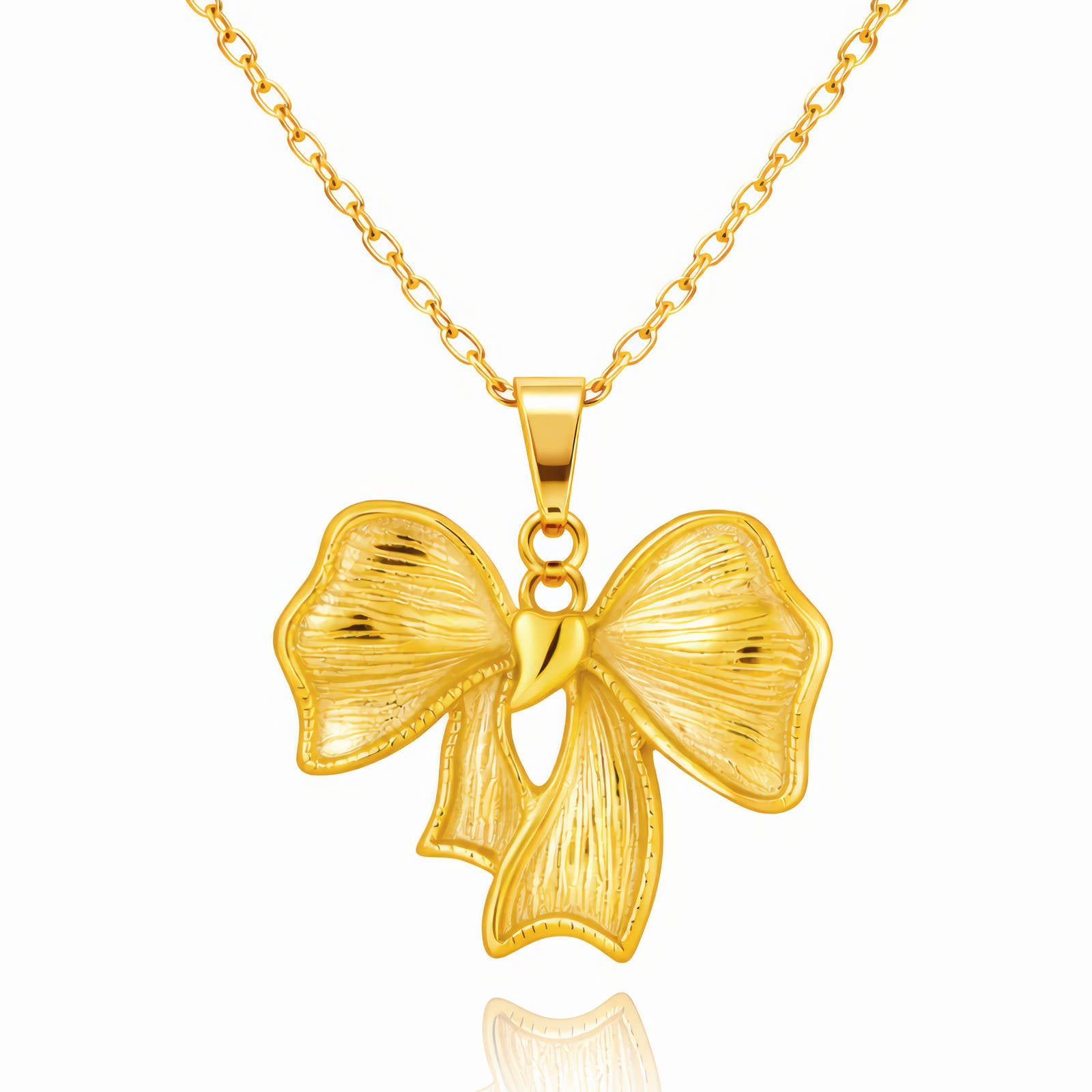 Bow Necklace, 18K Gold Plated Steel