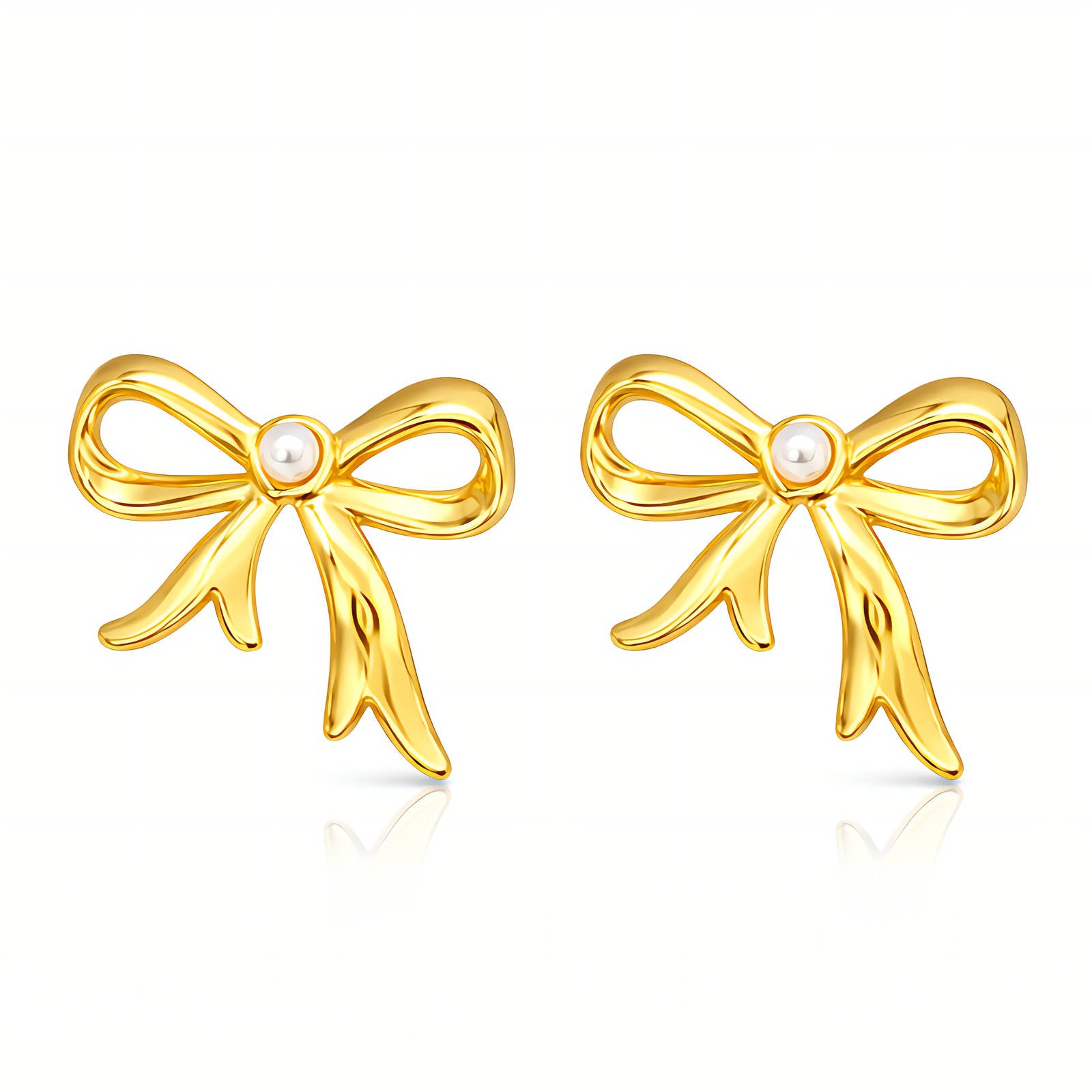 Bows Earrings, 18K Gold Plated Steel