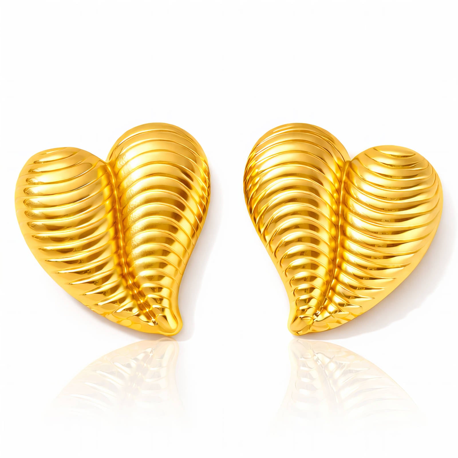 Hearts Earrings, 18K Gold Plated Steel