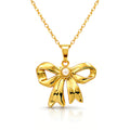 Bow Necklace, 18K Gold Plated Steel