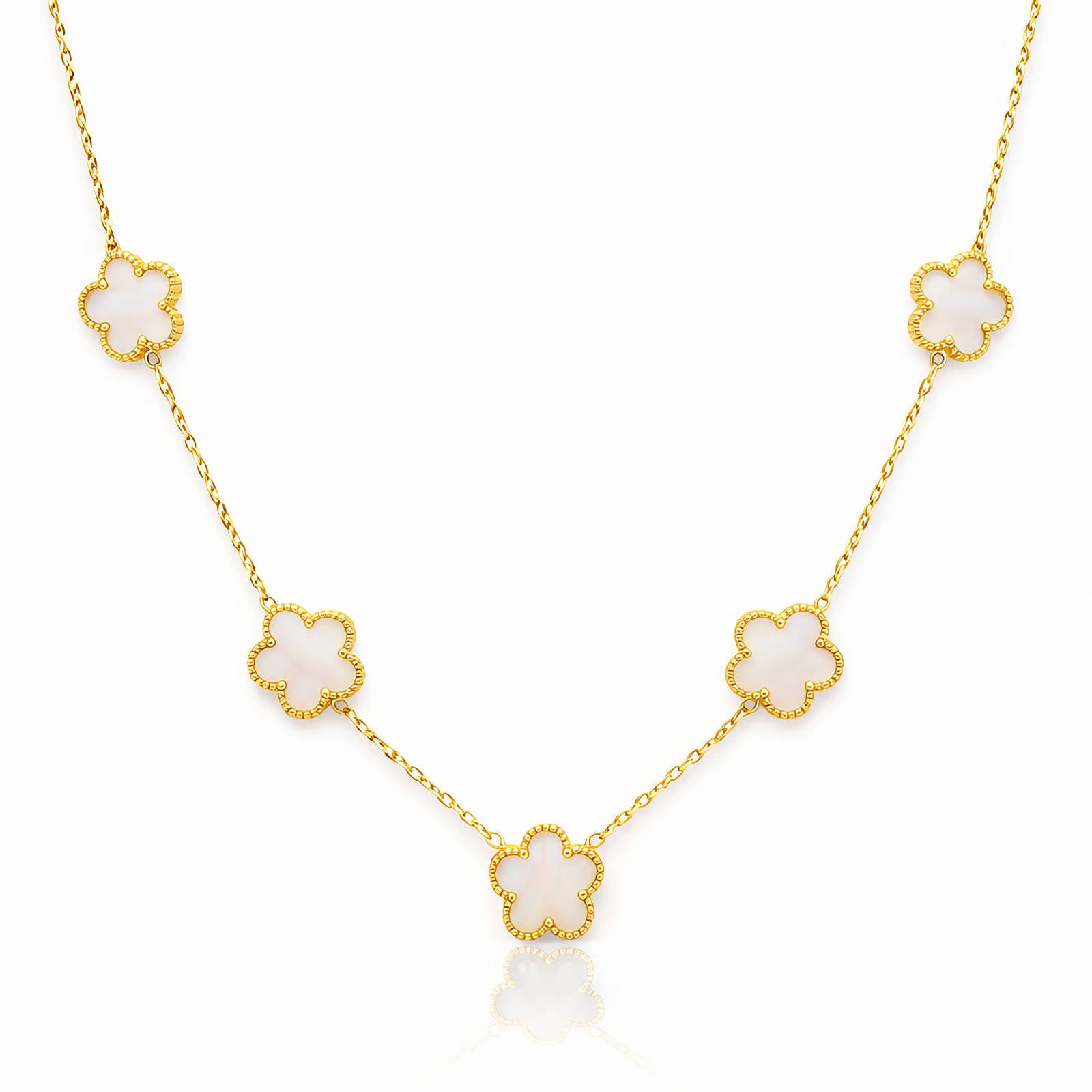 Flower Meadow Necklace, 18K Gold Plated Steel